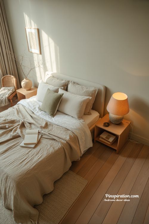 Bedroom decor ideas cozy calming bedroom with soft textures and warm light