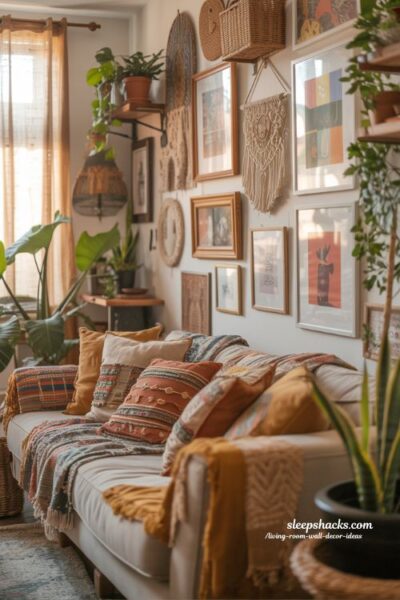 Bohemian Living Room Wall Decor Ideas Full of Color and Texture