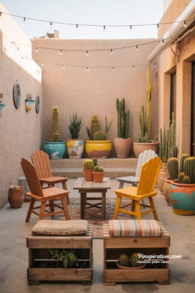 Budget DIY Mexican patio ideas with colorful makeover decor and cozy outdoor charm