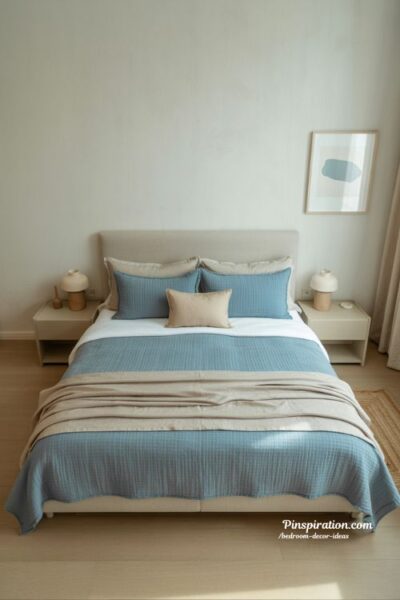 Color themed bedroom decor ideas harmonious bedroom with blue and white calming minimalist design