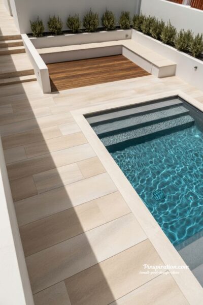 Corner fit small pool design that maximizes backyard space with smart layout and modern compact landscaping