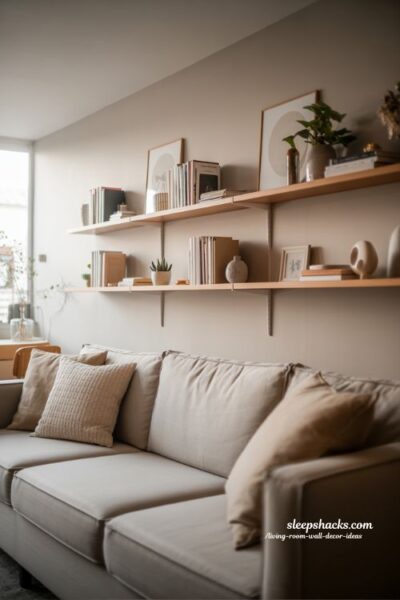 Floating Shelf Living Room Wall Decor Ideas for a Clean Stylish Look
