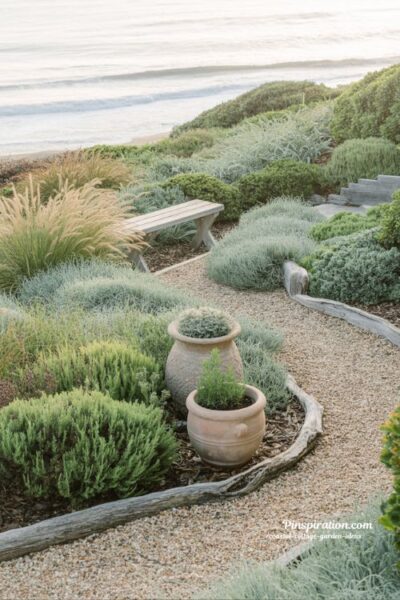 Low maintenance coastal cottage garden with lavender and easy care plants
