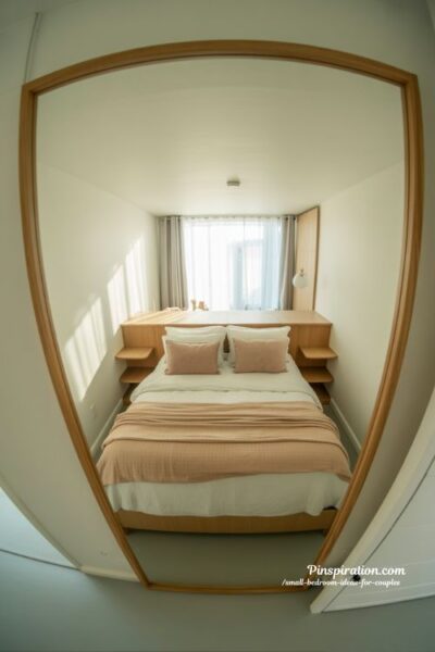 Mirror magic small bedroom ideas for couples with bright reflected light and open airy modern design