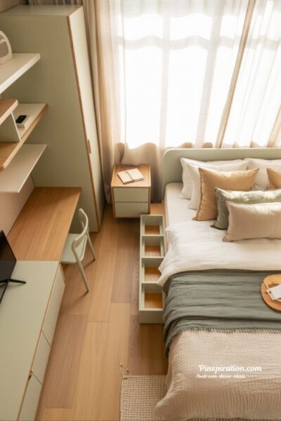Multifunctional furniture bedroom decor ideas smart storage bed and foldable desk small space design
