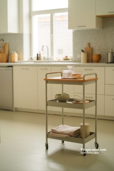 Rolling kitchen cart small kitchen ideas with flexible space saving modern minimalist design