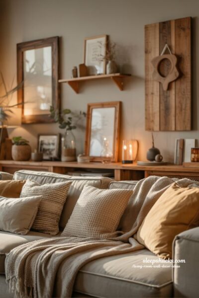 Rustic Living Room Wall Decor Ideas with Warm Cozy Textures