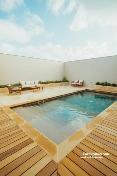Shallow family pool design for relaxed social backyard living with safe modern small pool ideas and open gathering space