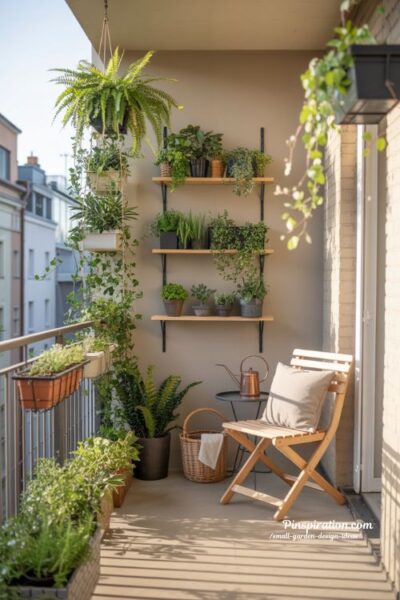 Small balcony garden design ideas for urban living with vertical planters hanging pots and compact seating