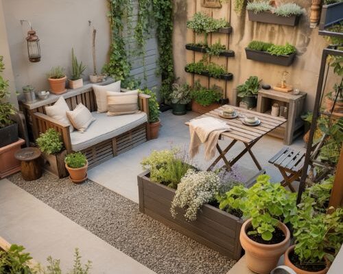 Small garden design ideas for tiny concrete patio turned lush backyard retreat
