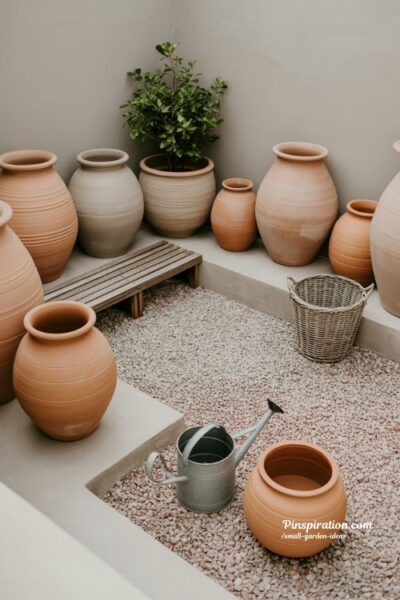 Small garden ideas with container gardening using flexible planters and simple group arrangements for a calm outdoor space