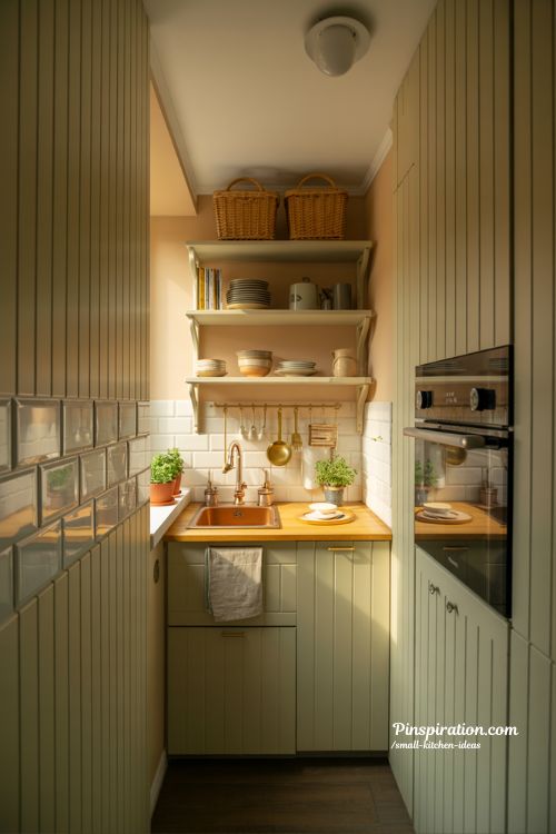 Small kitchen ideas with light cabinets and smart cozy storage