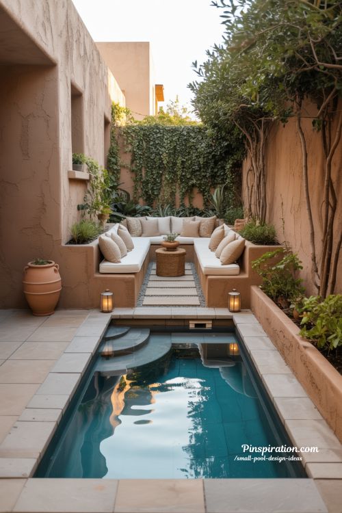 Small pool design ideas for tiny backyard private escape with modern cozy style