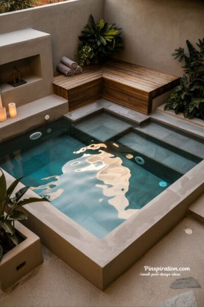 Small spa pool hybrid backyard design for year round comfort and compact small pool ideas