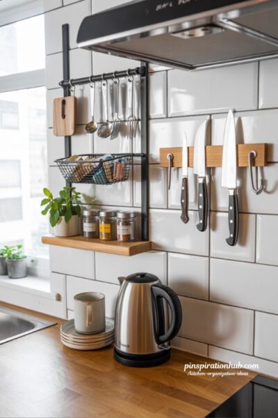 Smart Small Kitchen Organization Ideas Using Vertical Wall Storage