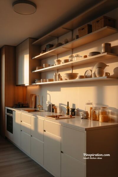 Smart lighting ideas for small kitchen with under cabinet glow and warm layered illumination