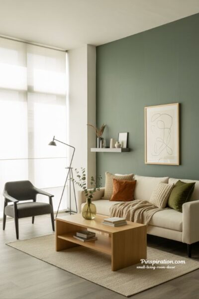 Sophisticated Small Living Room with Subtle Accent Wall