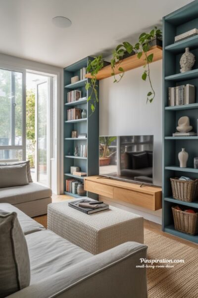 Stylish Integrated Small Living Room Storage Solutions