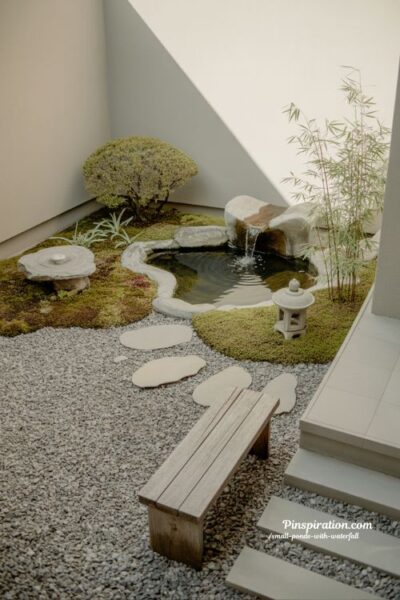 Zen inspired small pond with waterfall quiet backyard water garden for stillness