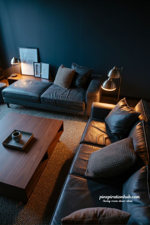 dark and moody living room decor ideas with deep tones cozy cinematic modern interior inspiration