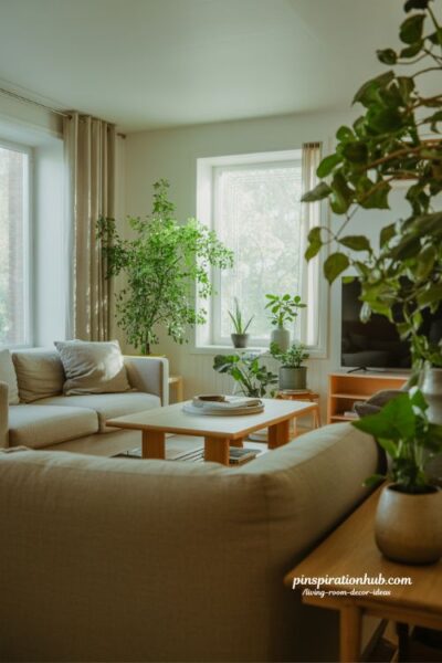 indoor plant living room decor ideas with natural greenery cozy fresh minimalist home inspiration