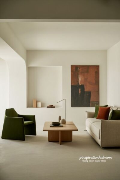 modern living room decor ideas with bold accent chair and minimalist clean interior style inspiration