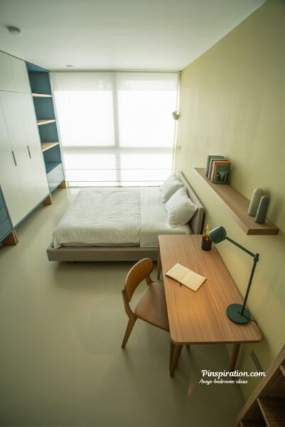 modern minimalist boys bedroom ideas with calm soft tones and clean simple functional design
