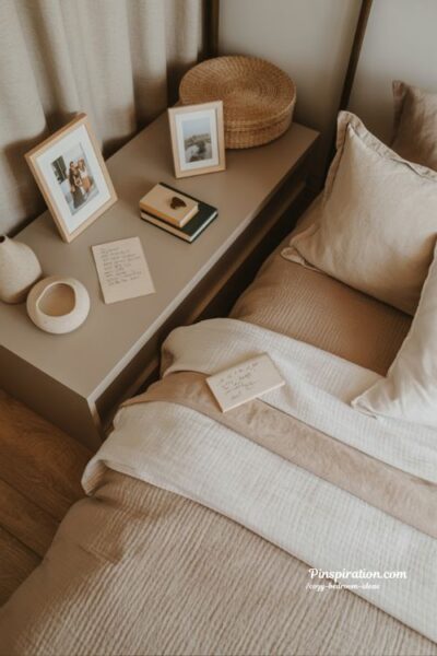 personal cozy bedroom ideas with meaningful decor and simple warm comfort