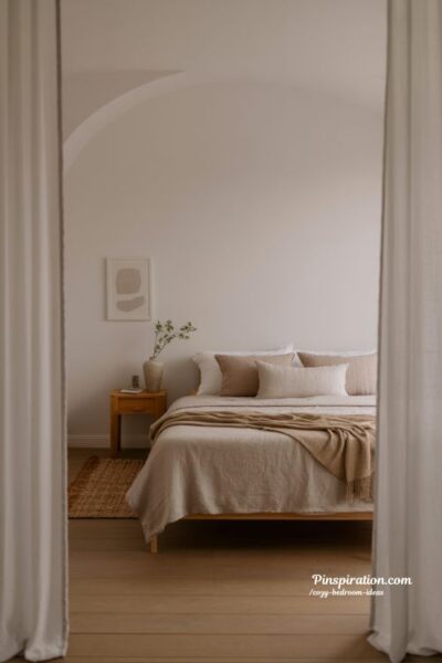 scandinavian calm cozy bedroom ideas with neutral tones and minimalist decor