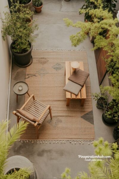 small patio rug ideas with outdoor rugs that define space and cozy outdoor room design