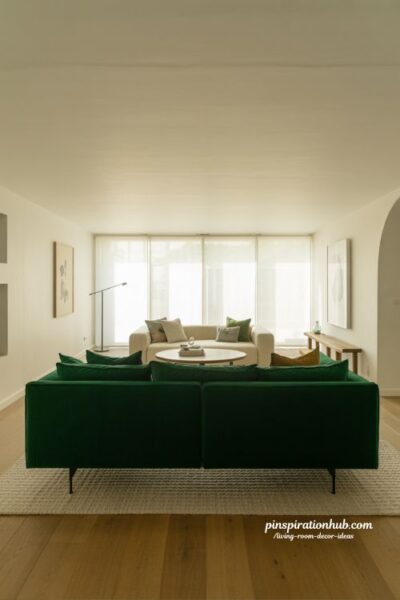 statement sofa living room decor ideas modern bold couch interior design inspiration with clean neutral space