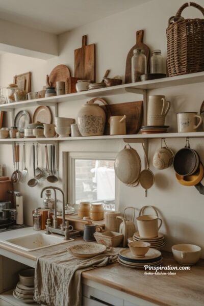Boho kitchen ideas that feel personally collected and naturally lived in