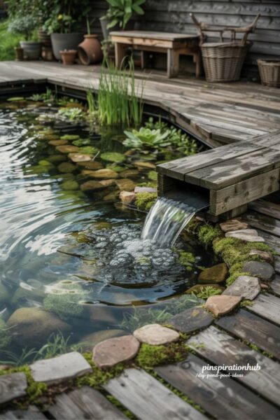 Chemical free diy pond pool with low tech bubble pump filtration and natural swim pond design