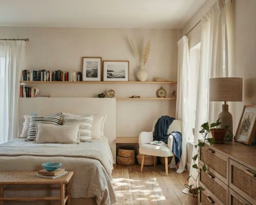 Coastal teen bedroom ideas with modern blue tones natural textures and timeless styling