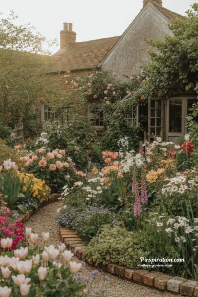 Colorful cottage garden ideas with seasonal flowers and natural changing beauty