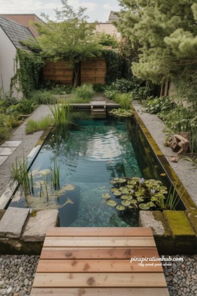Compact diy swim pond under 10m² with regeneration zone and small backyard natural swimming pond design