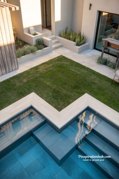 Custom geometric small pool design for awkward backyard corners