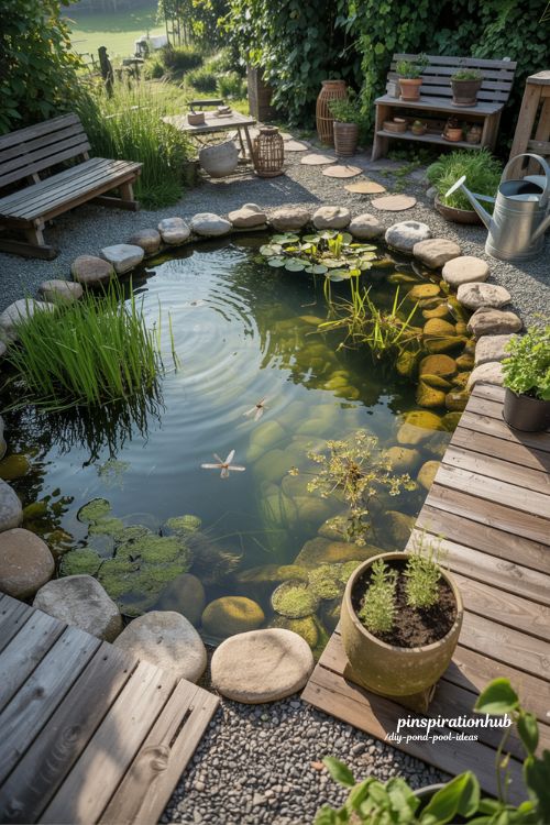 Diy pond pool ideas with natural swimming pond and regeneration zone landscaping