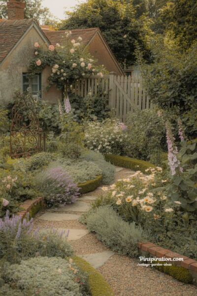 English inspired cottage garden ideas with timeless roses lavender and soft pathways