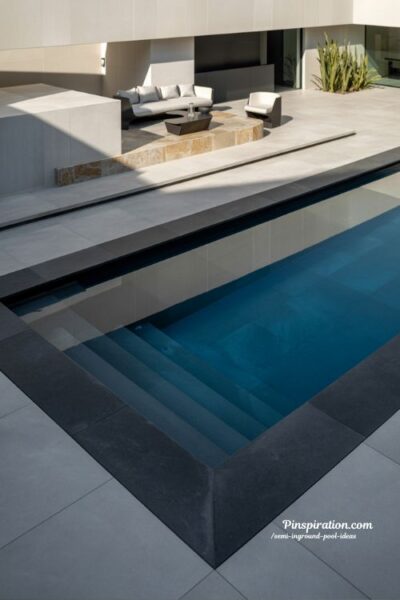 Geometric inground pool ideas for contemporary spaces with sharp lines and bold modern minimalist backyard design