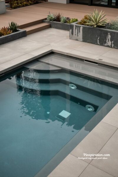 Low-maintenance backyard inground pool ideas with simple modern durable outdoor design
