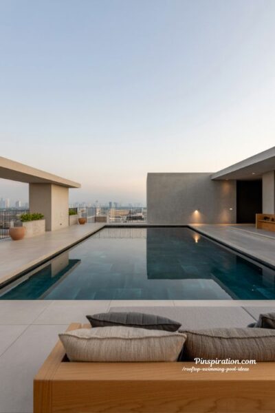 Minimalist rooftop swimming pool designs for modern homes with calm luxury style