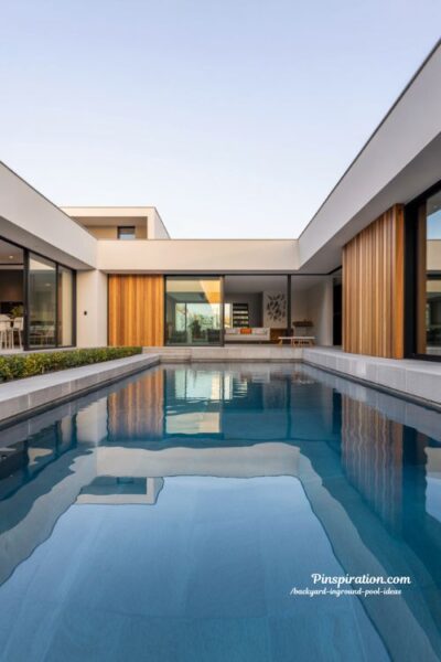 Modern backyard pool ideas that match home architecture with clean integrated outdoor design