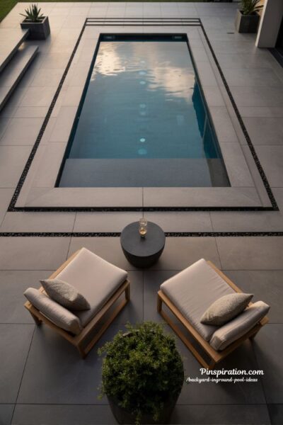 Modern geometric backyard pool ideas with minimalist luxury outdoor design