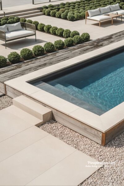 Simple above ground pool design with clean minimal backyard layout and easy maintenance modern outdoor style