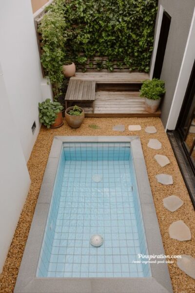 Small backyard inground pool ideas on a budget with compact design and vertical greenery for limited spaces