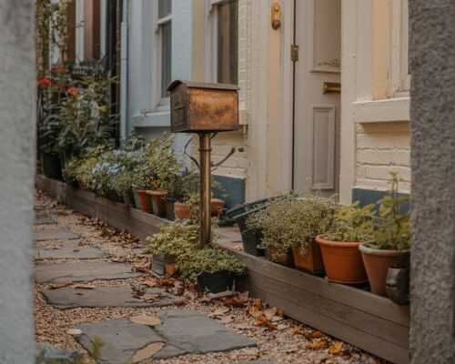 Small front garden ideas for narrow spaces with simple path and cozy curb appeal