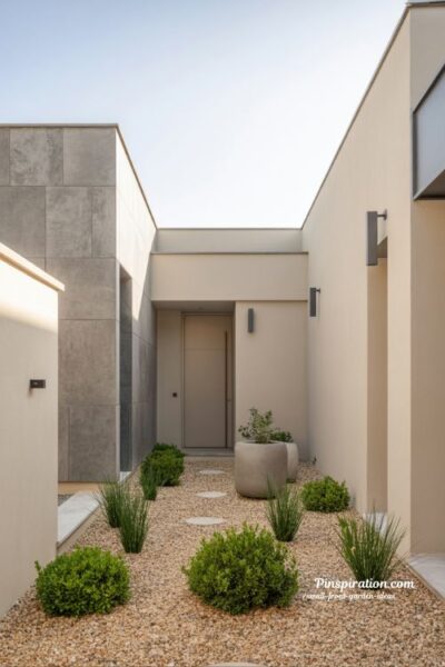 Small front garden ideas with minimalist layout for clean modern curb appeal and open space design