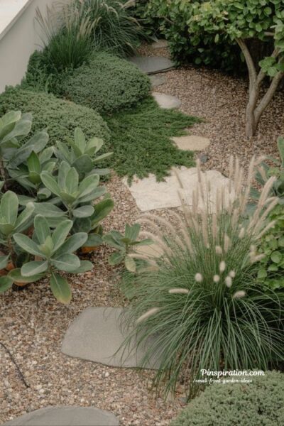Small front garden ideas with mixed texture planting for depth and visual rhythm in compact spaces