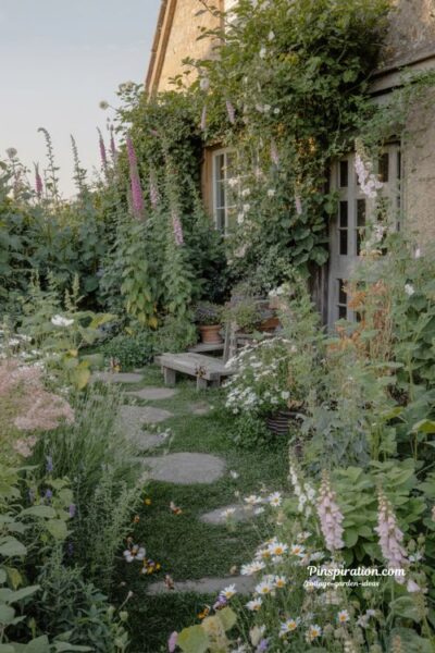 Wild cottage garden ideas with untamed flowers and natural layered planting